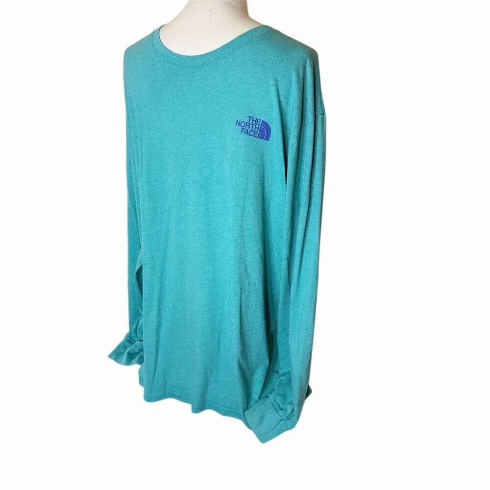The North Face T-Shirt Mens XL Green Long Sleeve Logo Graphic Crew Neck